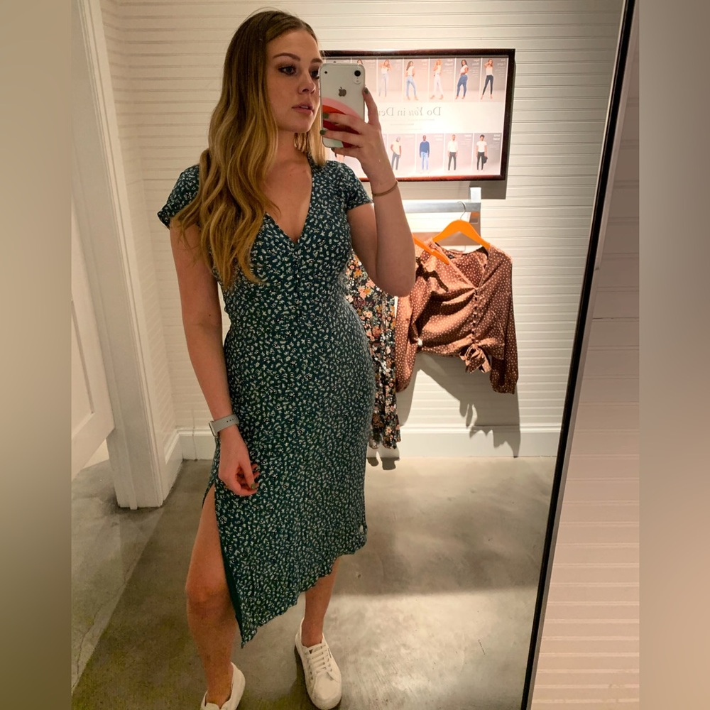 Abercrombie & Fitch Teal Floral Midi Dress